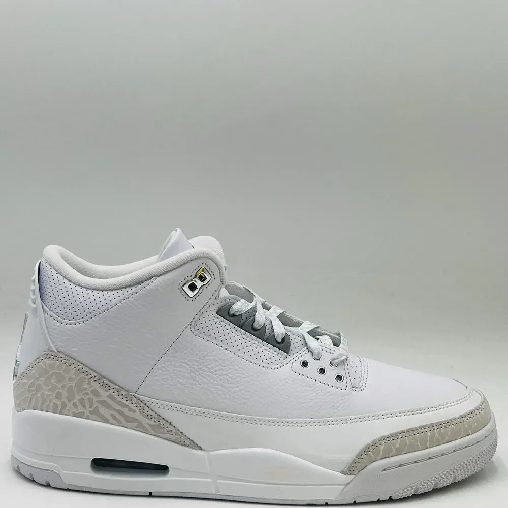 Nike Air Jordan 3 Retro White Silver Sneakers CT8532 111 Men Size 11 NEW